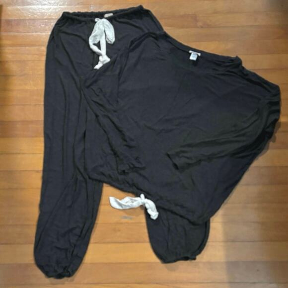 Eberjey Size S Gisele Long Pajama Set Charcoal Grey Comfy Super Soft Loungewear - Picture 1 of 5